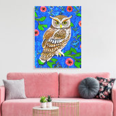 Art Nouveau Geïnspireerde boomkor, bruin op kobalt Canvas Afdruk (Insitu (Woonkamer))