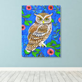 Art Nouveau Geïnspireerde boomkor, bruin op kobalt Canvas Afdruk (Insitu (Houten vloer))