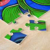 Art Nouveau Geïnspireerde boomkor, bruin op kobalt Legpuzzel (Zijkant)