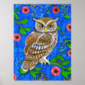 Art Nouveau Geïnspireerde boomkor, bruin op kobalt Poster (Voorkant)