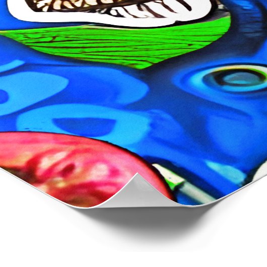 Art Nouveau Geïnspireerde boomkor, bruin op kobalt Poster (Hoek)