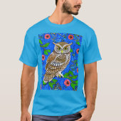 Art Nouveau Geïnspireerde boomkor, bruin op kobalt T-shirt (Voorkant)