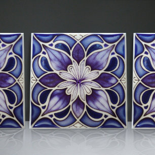 Art Nouveau-geïnspireerde Lisboonse Jacaranda-bloe Tegeltje