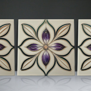 Art Nouveau-geïnspireerde Lisboonse Jacaranda-bloe Tegeltje