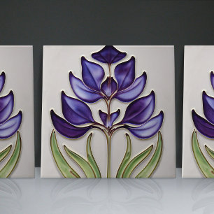 Art Nouveau-geïnspireerde Lisboonse Jacaranda-bloe Tegeltje