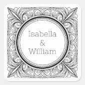 Art Nouveau Geïnspireerde naamlabels voor koppels Vierkante Sticker (Voorkant)