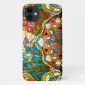Art nouveau gekleurd glas bloemig Case-Mate iPhone case (Achterkant)