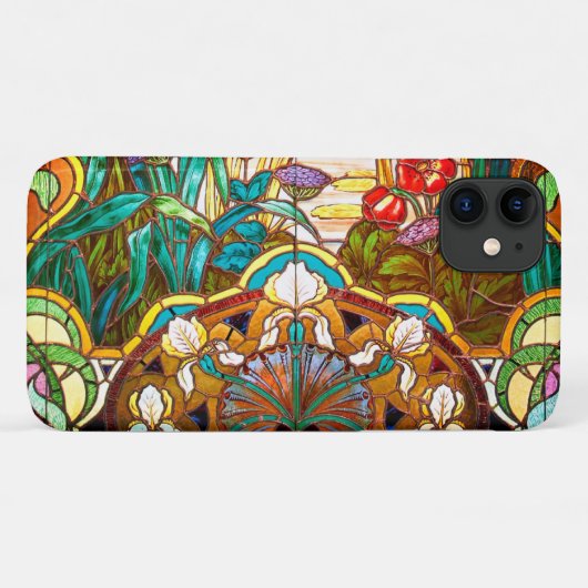 Art nouveau gekleurd glas bloemig Case-Mate iPhone case (Achterkant (horizontaal))