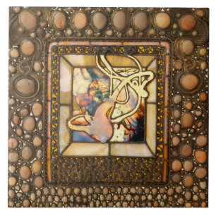Art nouveau gekleurd glas look abstract squash tegeltje