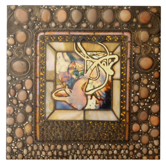 Art nouveau gekleurd glas look abstract squash tegeltje (Voorkant)