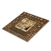 Art nouveau gekleurd glas look abstract squash tegeltje (Zijkant)