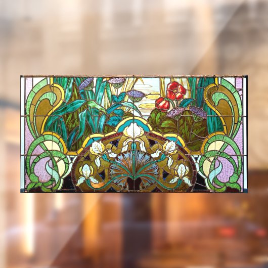 Art nouveau gekleurd glas look raam klampen raamsticker (Vel 2)