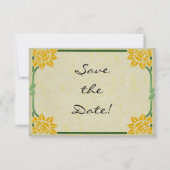 Art Nouveau Gele Bloemen Huwelijk Save the Date (Voorkant)