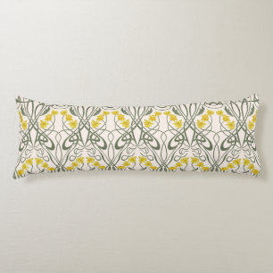 Art Nouveau Gele Narcissen en Stelen Crème Lichaamskussen