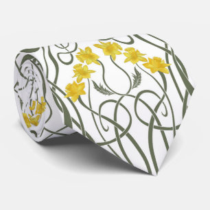 Art Nouveau Gele Narcissen en Stelen Wit Stropdas