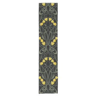 Art Nouveau Gele Narcissen en Stelen Zwart Korte Tafelloper