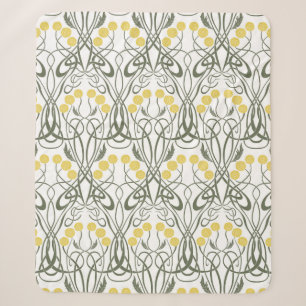 Art Nouveau Gele Rozen en Sinuoze Stengels Sherpa Deken