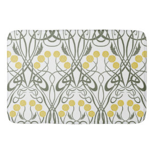 Art Nouveau Gele Rozen en Sinuzeuze Stelen Badmat