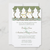 Art Nouveau gele Tortelduifjes Wedding Kaart (Voorkant)