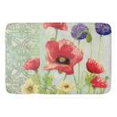 Art Nouveau Geometric Pattern Poppy Flowers Bath Badmat (Voorkant)