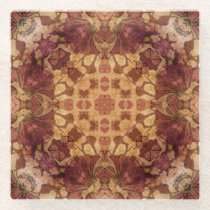 Art nouveau geometrisch, sierpatroon. glazen onderzetter