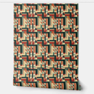Art Nouveau Geometrische herfstkleuren Aangepast b Behang