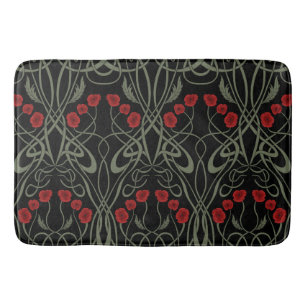Art Nouveau Geometrische Klaprozen en Sinuoze Sten Badmat
