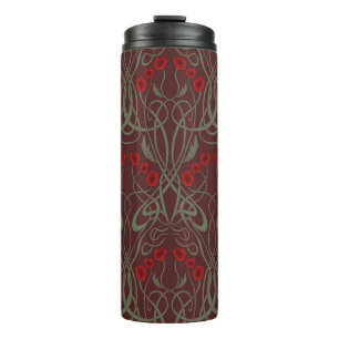 Art Nouveau Geometrische Klaprozen en Sinuzeuze St Thermosbeker