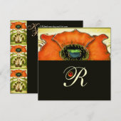 ART NOUVEAU  GESTILEERD GROENE RODE KLOPPAPAVER ED KAART (Voorkant / Achterkant)