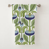 Art Nouveau gestileerde blauwe tulpen Bad Handdoek (Insitu)
