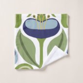 Art Nouveau gestileerde blauwe tulpen Bad Handdoek (Wasdoekje)