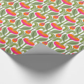 Art Nouveau gestileerde tulpen roze & Sinaasappel Cadeaupapier (Hoek)