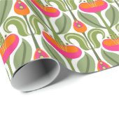 Art Nouveau gestileerde tulpen roze & Sinaasappel Cadeaupapier (Rol Hoek)
