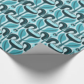 Art Nouveau gestileerde tulpen turquoise blauw Cadeaupapier (Hoek)