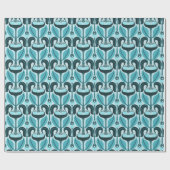 Art Nouveau gestileerde tulpen turquoise blauw Cadeaupapier (Vlak)