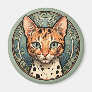 Art Nouveau Gevlekte Kat Magneet