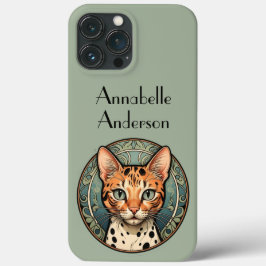 Art Nouveau gevlekte kat personaliseren Case-Mate iPhone Case