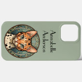 Art Nouveau gevlekte kat personaliseren Case-Mate iPhone Case (Achterkant (horizontaal))