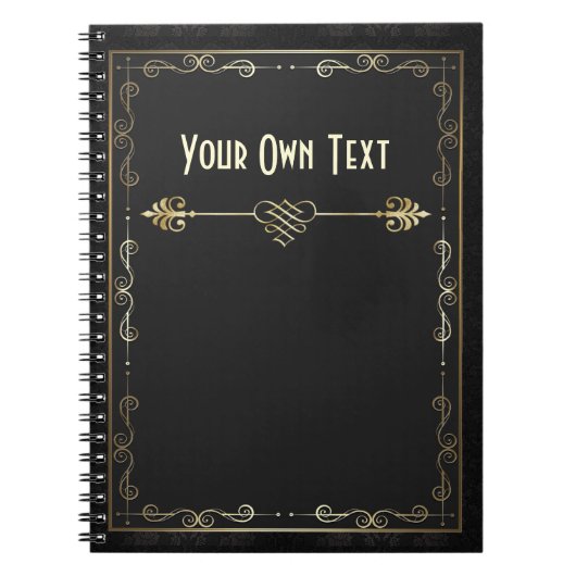 Art Nouveau Gilded over zwart Notitieboek (Voorkant)