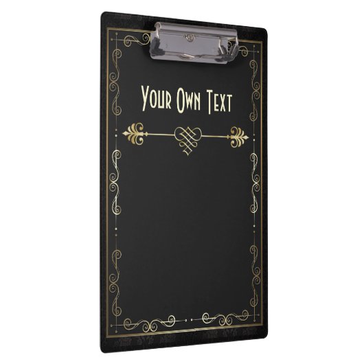 Art Nouveau Gilded over zwart Notitieboek Klembord (Rechts)