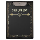 Art Nouveau Gilded over zwart Notitieboek Klembord (Voorkant)