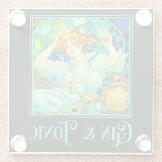 Art Nouveau Gin & Tonic Glazen Onderzetter (Achterkant)
