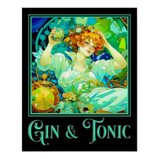 Art Nouveau Gin & Tonic Perfect Poster (Voorkant)