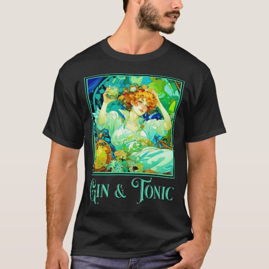 Art Nouveau Gin & Tonic T-shirt (Voorkant)