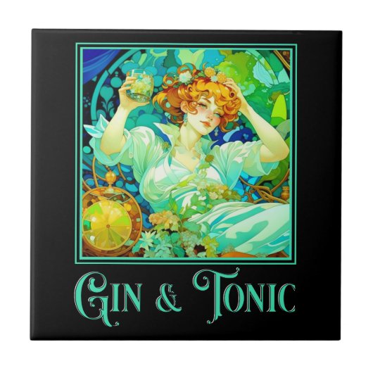 Art Nouveau Gin & Tonic Tegeltje (Voorkant)