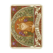 Art Nouveau Ginger Cat Birthday Card Magneet (Verticaal)