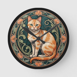 Art Nouveau Ginger Cat Ronde Klok