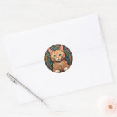 Art Nouveau Ginger Cat Ronde Sticker (Envelop)