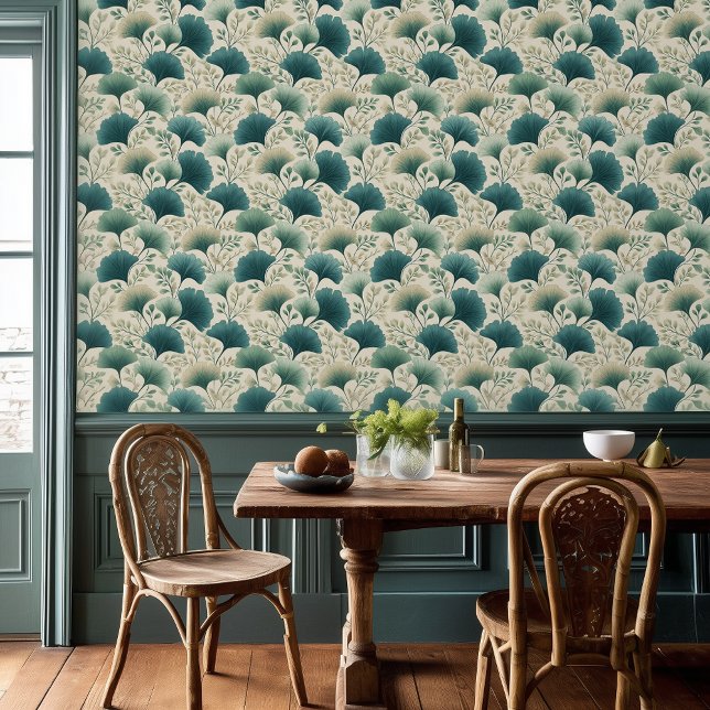 Art Nouveau Gingko Leaf Behang (Creator heeft geüpload)