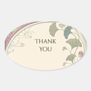 Art Nouveau Ginkgo-blad botanische sticker